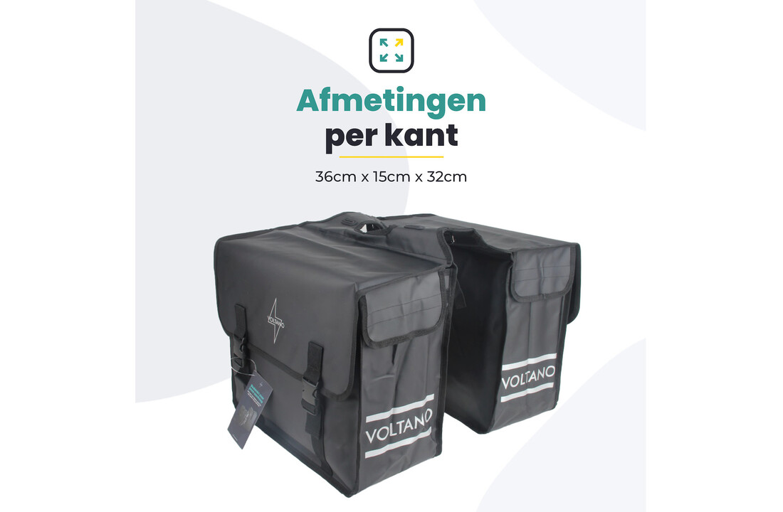 Voltano Dubbele Fietstas City - Zwart - 35 Liter - Tarpaulin - 100% Waterdicht
