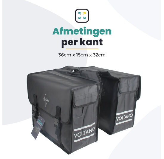 Voltano Dubbele Fietstas City - Zwart - 35 Liter - Tarpaulin - 100% Waterdicht
