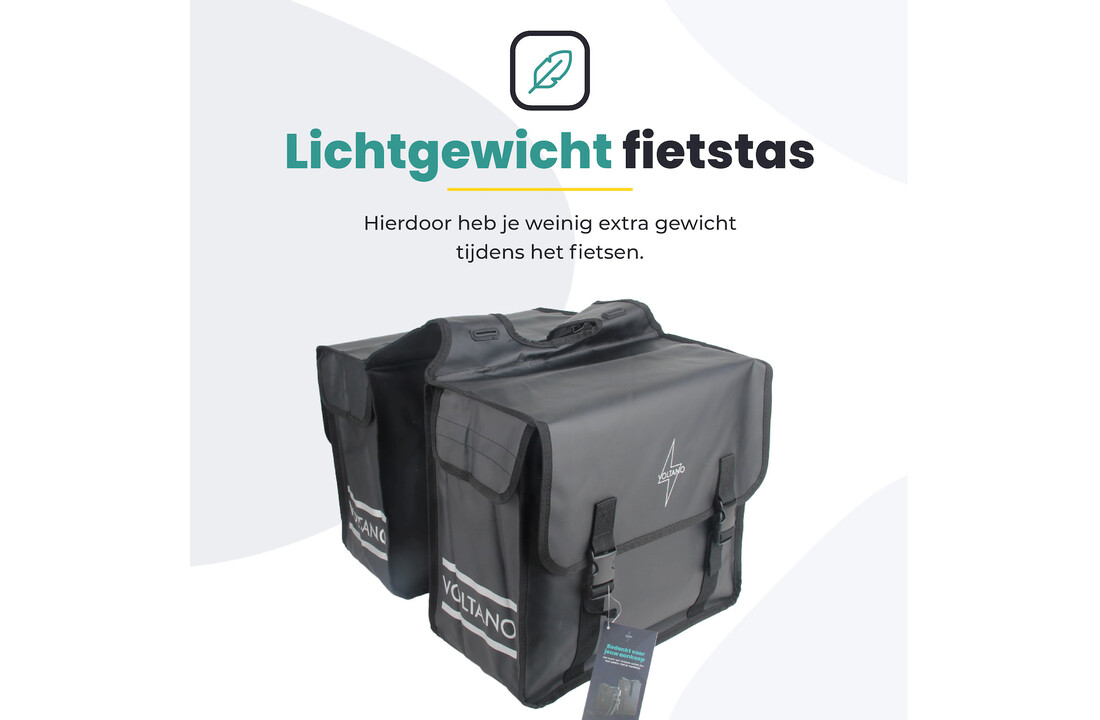 Voltano Dubbele Fietstas City - Zwart - 35 Liter - Tarpaulin - 100% Waterdicht