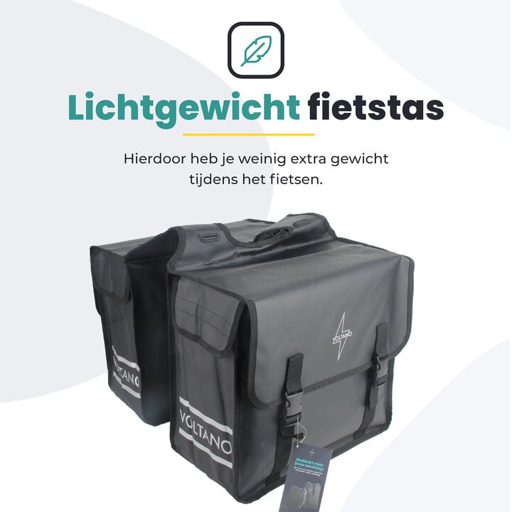 Voltano Dubbele Fietstas City - Zwart - 35 Liter - Tarpaulin - 100% Waterdicht