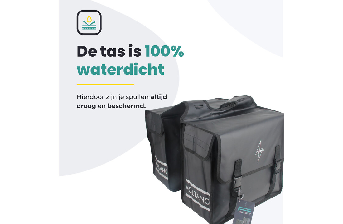 Voltano Dubbele Fietstas City - Zwart - 35 Liter - Tarpaulin - 100% Waterdicht