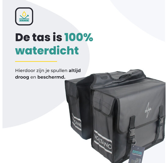 Voltano Dubbele Fietstas City - Zwart - 35 Liter - Tarpaulin - 100% Waterdicht