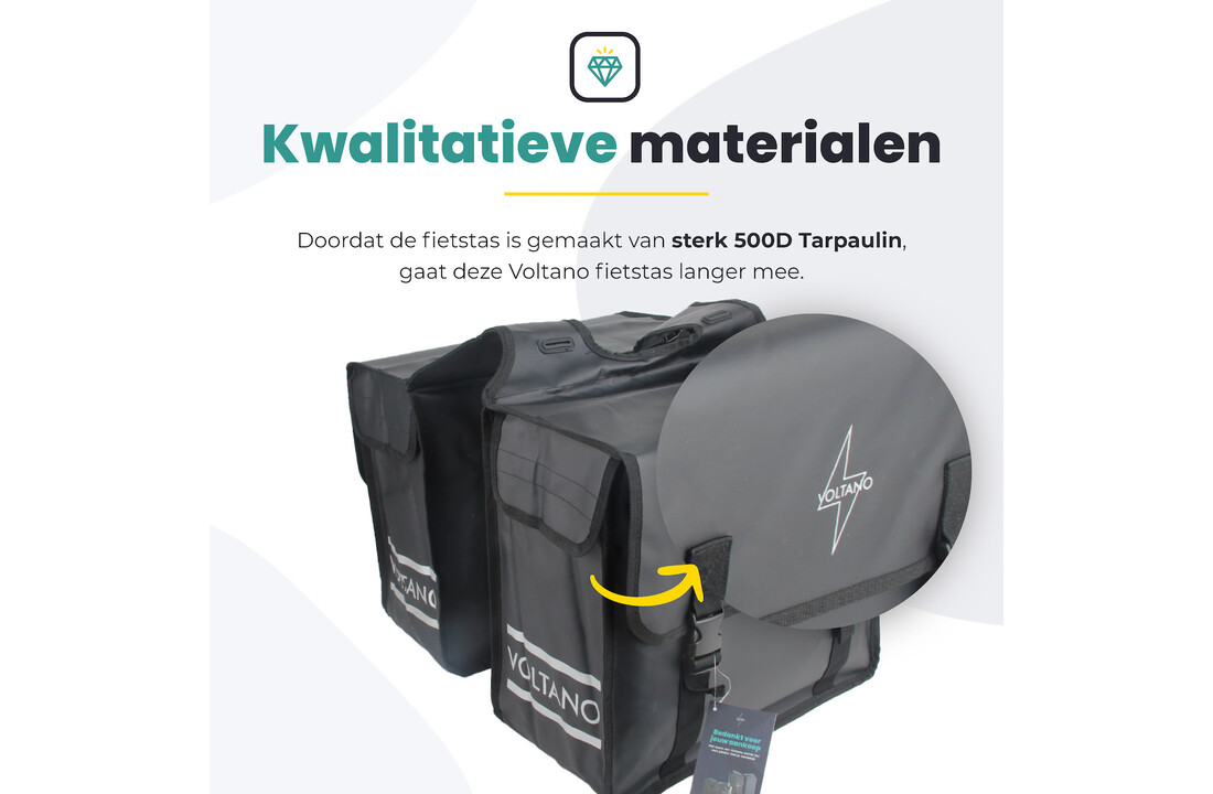 Voltano Dubbele Fietstas City - Zwart - 35 Liter - Tarpaulin - 100% Waterdicht