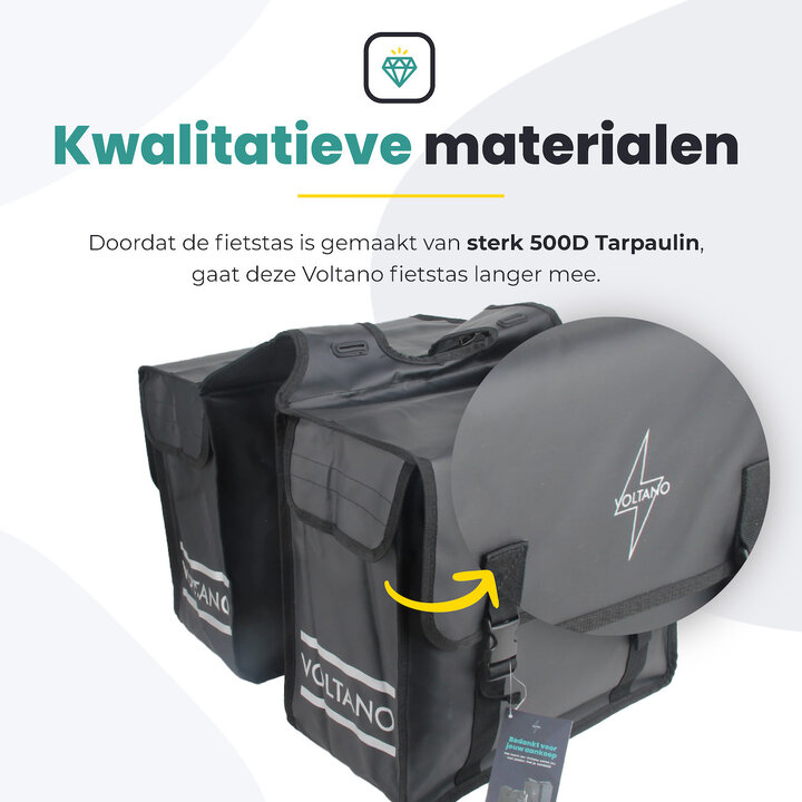 Voltano Dubbele Fietstas City - Zwart - 35 Liter - Tarpaulin - 100% Waterdicht