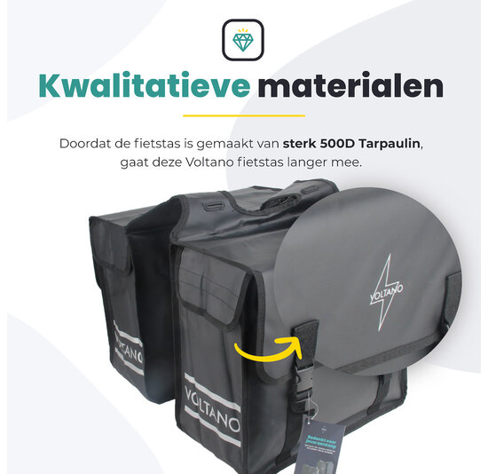 Voltano Dubbele Fietstas City - Zwart - 35 Liter - Tarpaulin - 100% Waterdicht