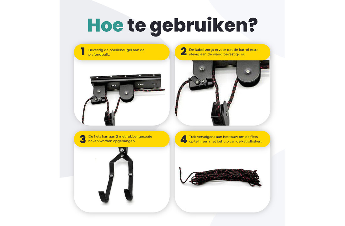 Voltano Fietslift - Ophangsysteem Fietstakel - Zwart