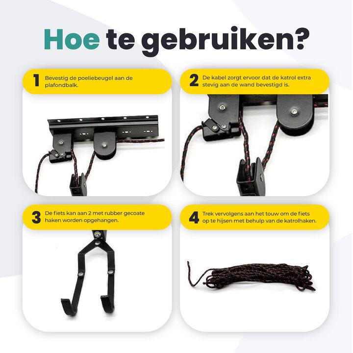 Voltano Fietslift - Ophangsysteem Fietstakel - Zwart