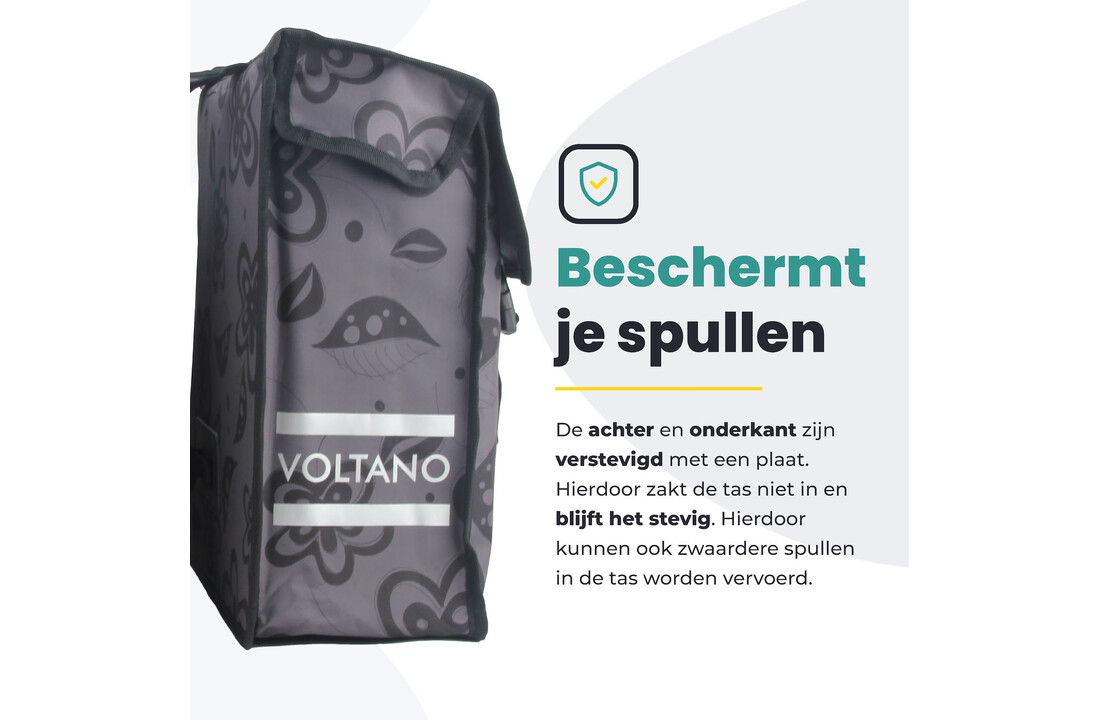 Voltano Dubbele Fietstas Floral Fusion - Grijs Met Bloemen - 38 Liter - Waterdicht Polyester
