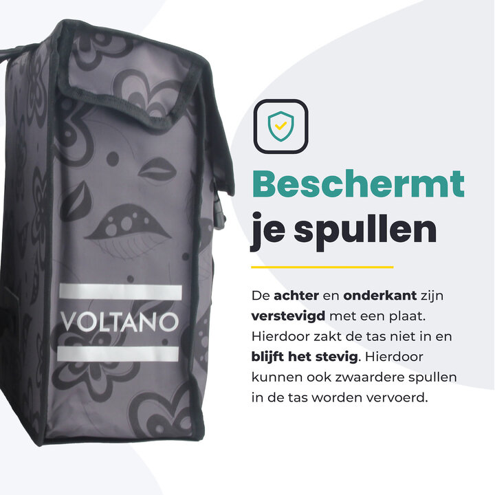 Voltano Dubbele Fietstas Floral Fusion - Grijs Met Bloemen - 38 Liter - Waterdicht Polyester