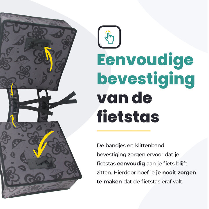 Voltano Dubbele Fietstas Floral Fusion - Grijs Met Bloemen - 38 Liter - Waterdicht Polyester