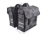 Voltano Dubbele Fietstas Floral Fusion - Grijs Met Bloemen