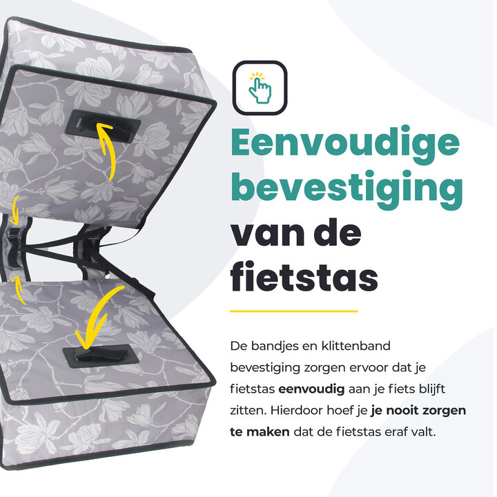 Voltano Dubbele Fietstas Rose Harmony - Grijs Met Bloemen - 38 Liter - Waterdicht Polyester