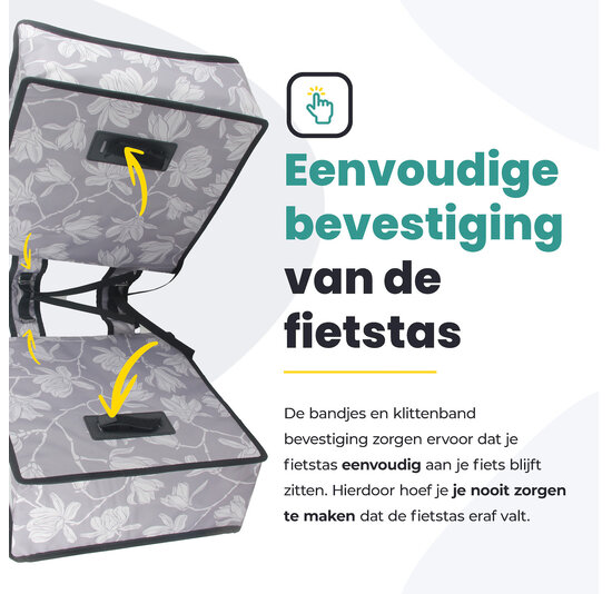 Voltano Dubbele Fietstas Rose Harmony - Grijs Met Bloemen - 38 Liter - Waterdicht Polyester