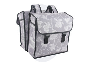 Voltano Dubbele Fietstas Rose Harmony - Grijs Met Bloemen