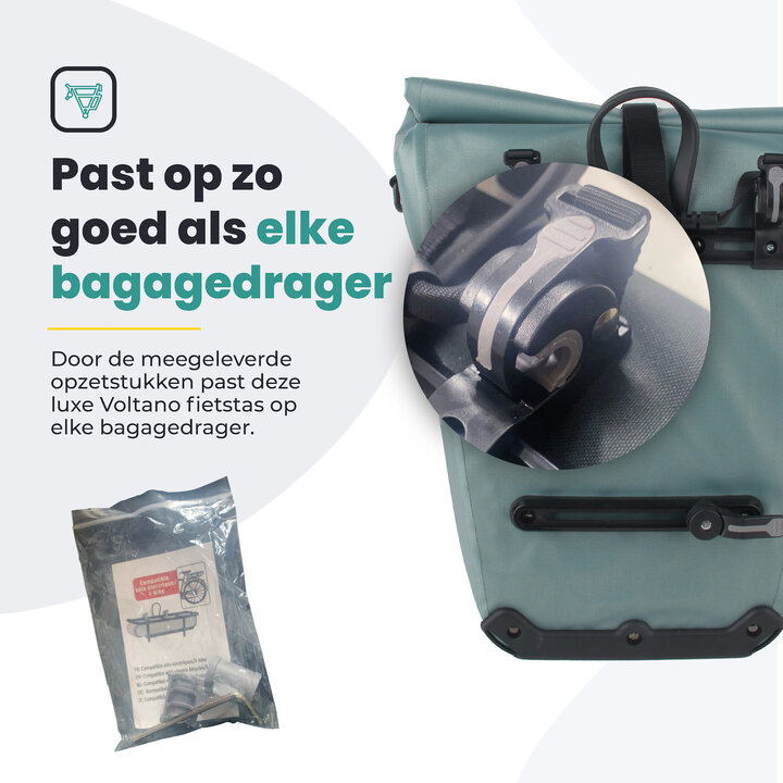 Voltano Luxe E-bike Fietstas 28L - Ice Blauw - Pakaftas Met Laptop Vak - 100% Waterdicht
