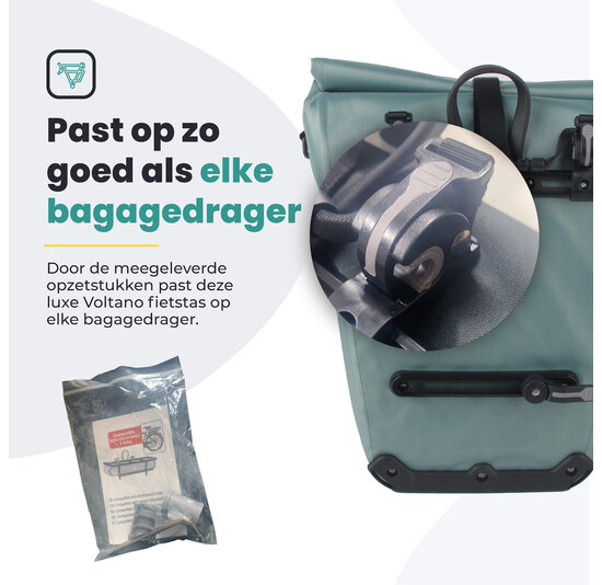 Voltano Luxe E-bike Fietstas 28L - Ice Blauw - Pakaftas Met Laptop Vak - 100% Waterdicht