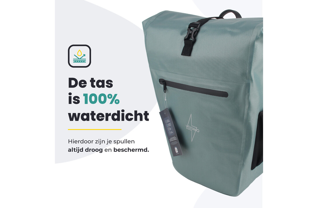 Voltano Luxe E-bike Fietstas 28L - Ice Blauw - Pakaftas Met Laptop Vak - 100% Waterdicht