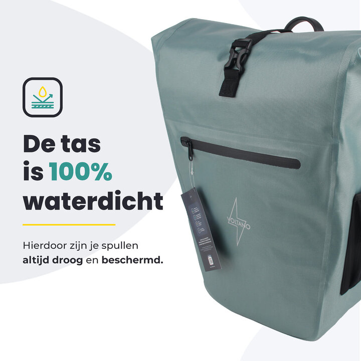 Voltano Luxe E-bike Fietstas 28L - Ice Blauw - Pakaftas Met Laptop Vak - 100% Waterdicht