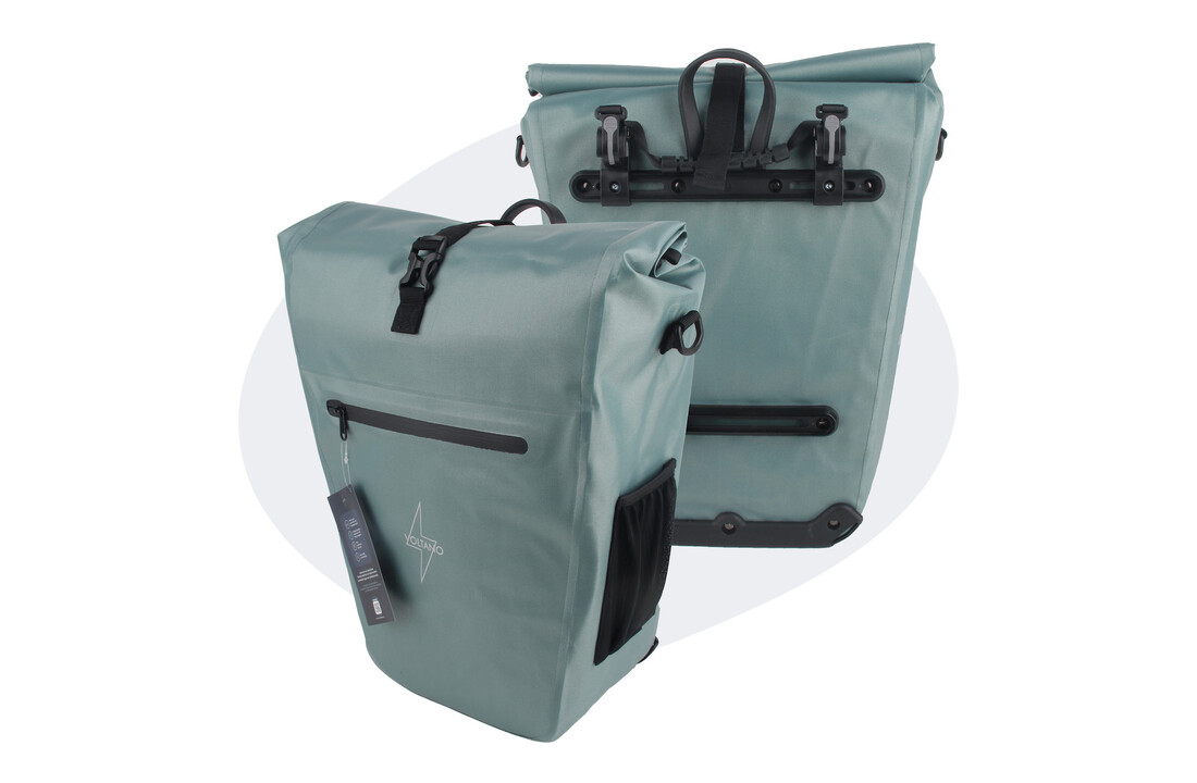 Voltano Luxe E-bike Fietstas 28L - Ice Blauw - Pakaftas Met Laptop Vak - 100% Waterdicht