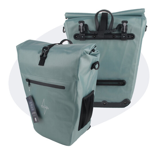 Voltano Luxe E-bike Fietstas 28L - Ice Blauw - Pakaftas Met Laptop Vak - 100% Waterdicht