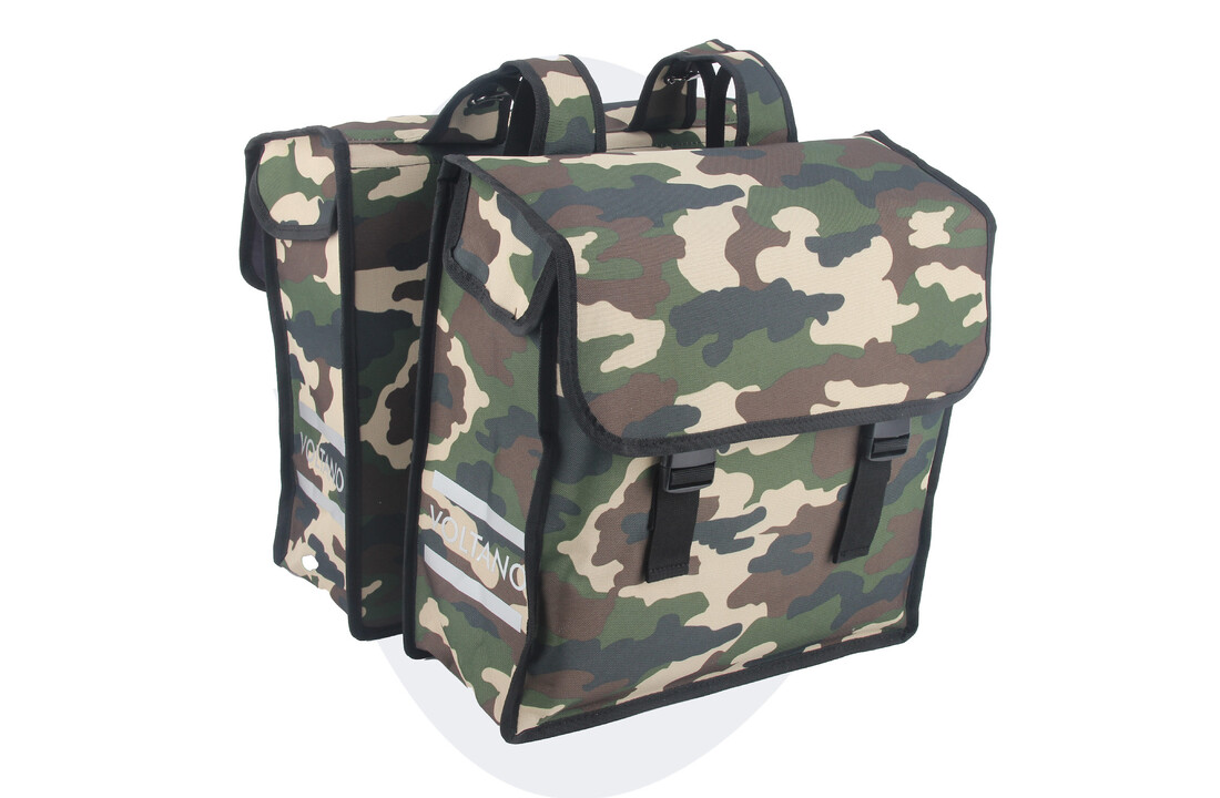 Voltano Dubbele Fietstas Army Green - Groen - 38 Liter - Waterdicht Polyester