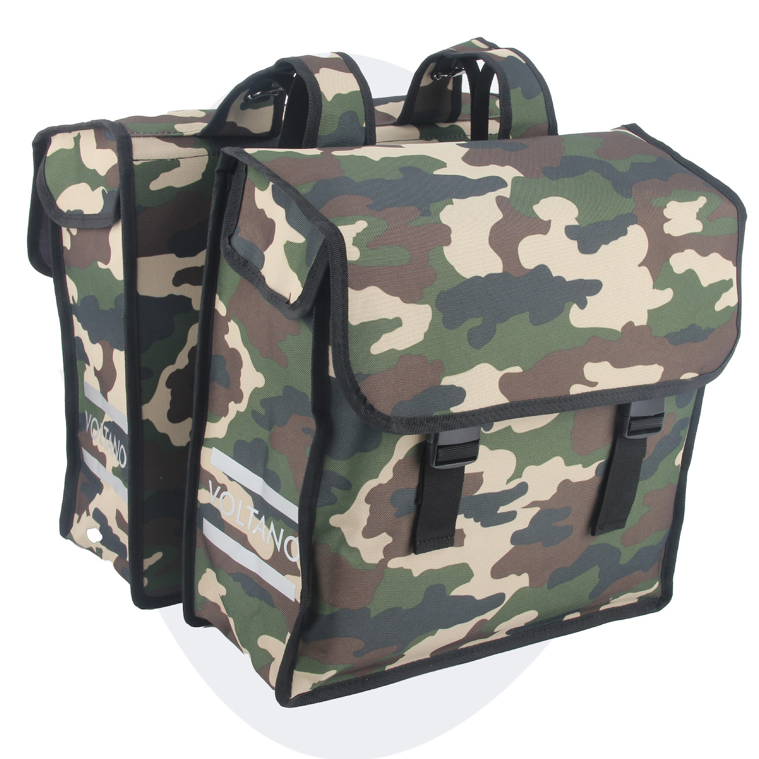 Voltano Dubbele Fietstas Army Green - Groen - 38 Liter - Waterdicht Polyester