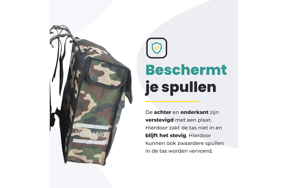 Voltano Dubbele Fietstas Army Green - Groen - 38 Liter - Waterdicht Polyester