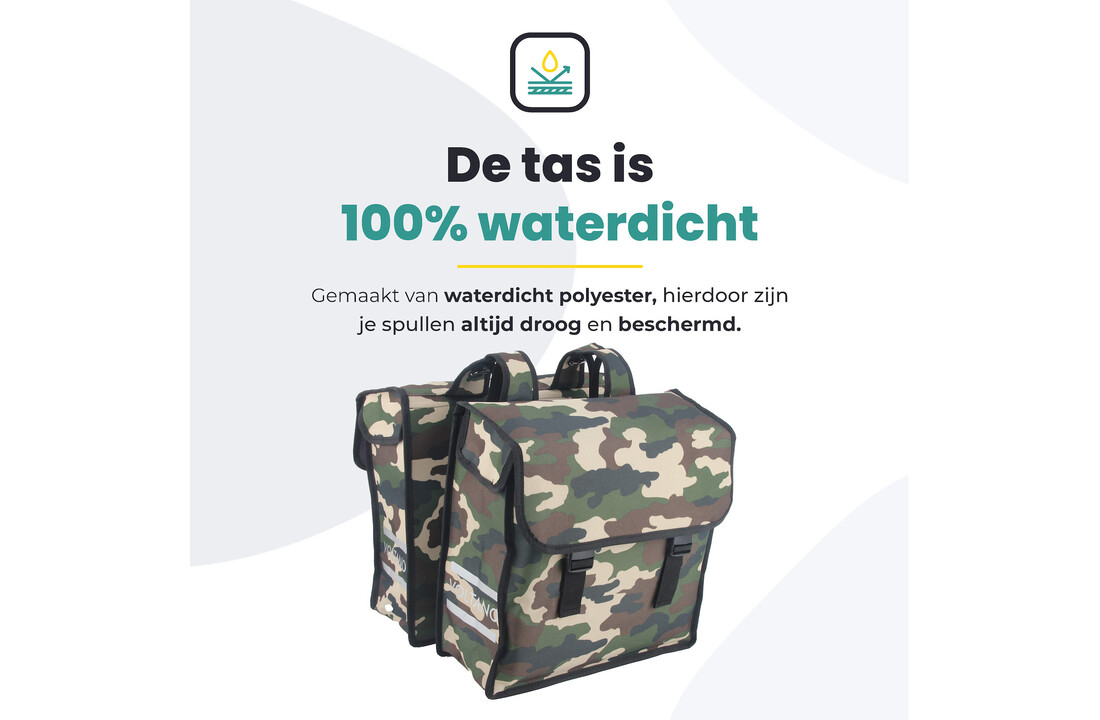 Voltano Dubbele Fietstas Army Green - Groen - 38 Liter - Waterdicht Polyester
