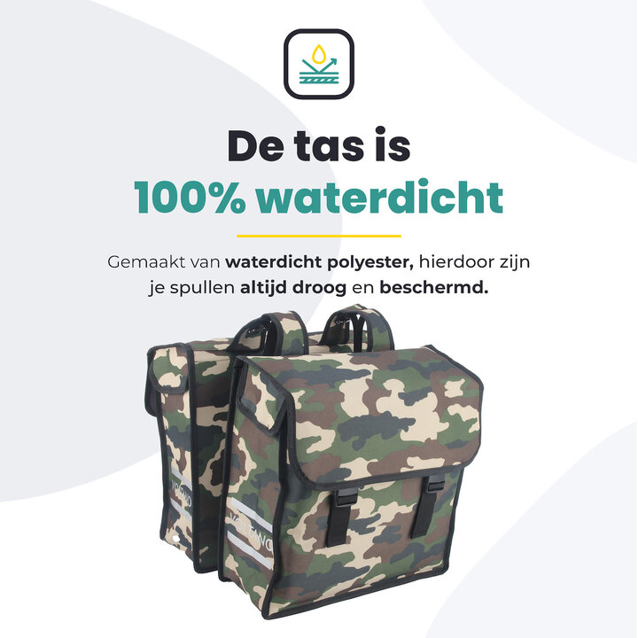 Voltano Dubbele Fietstas Army Green - Groen - 38 Liter - Waterdicht Polyester