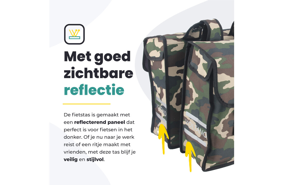 Voltano Dubbele Fietstas Army Green - Groen - 38 Liter - Waterdicht Polyester