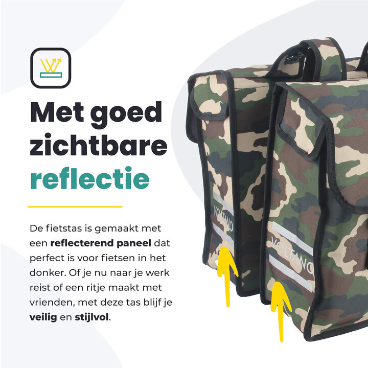 Voltano Dubbele Fietstas Army Green - Groen - 38 Liter - Waterdicht Polyester