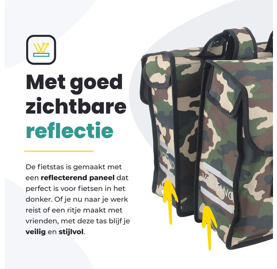 Voltano Dubbele Fietstas Army Green - Groen - 38 Liter - Waterdicht Polyester