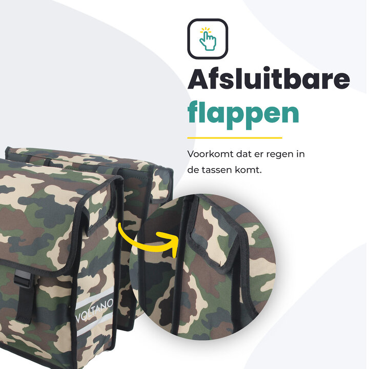 Voltano Dubbele Fietstas Army Green - Groen - 38 Liter - Waterdicht Polyester