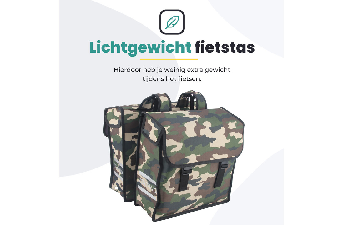 Voltano Dubbele Fietstas Army Green - Groen - 38 Liter - Waterdicht Polyester