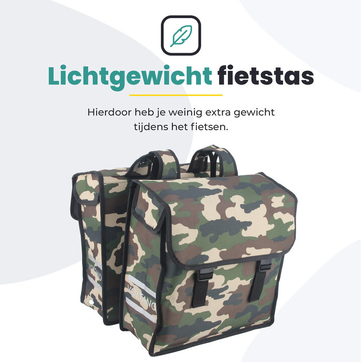 Voltano Dubbele Fietstas Army Green - Groen - 38 Liter - Waterdicht Polyester