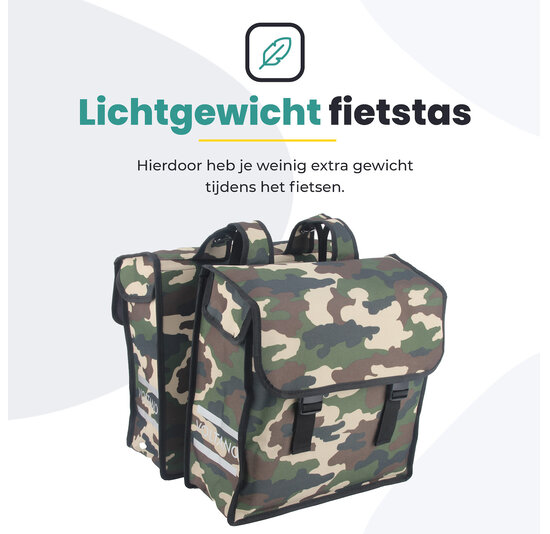 Voltano Dubbele Fietstas Army Green - Groen - 38 Liter - Waterdicht Polyester