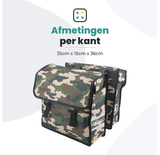 Voltano Dubbele Fietstas Army Green - Groen - 38 Liter - Waterdicht Polyester