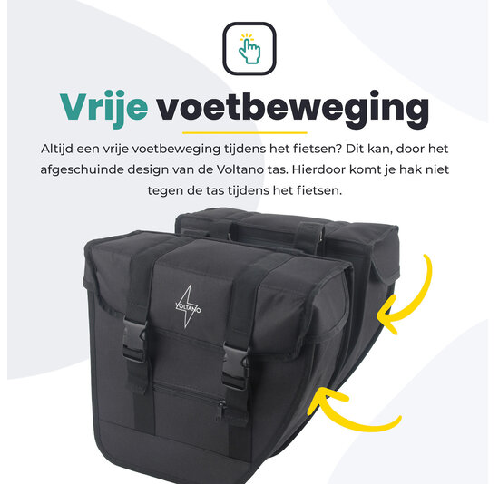 Voltano Dubbele Fietstas Afgeschuind - Zwart - 24 Liter - Waterdicht Polyester