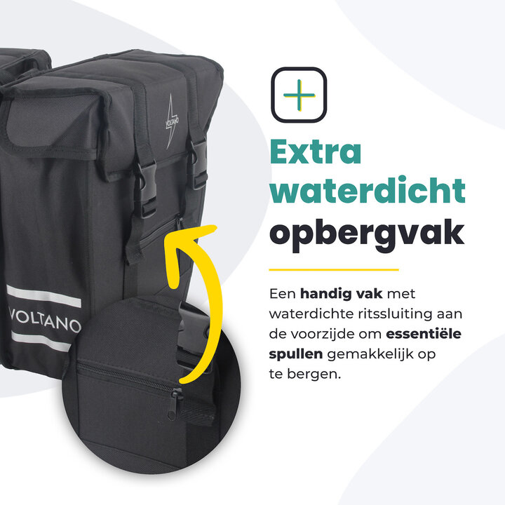 Voltano Dubbele Fietstas Afgeschuind - Zwart - 24 Liter - Waterdicht Polyester