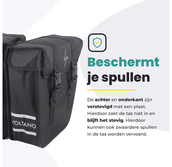 Voltano Dubbele Fietstas Afgeschuind - Zwart - 24 Liter - Waterdicht Polyester