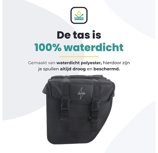 Voltano Dubbele Fietstas Afgeschuind - Zwart - 24 Liter - Waterdicht Polyester
