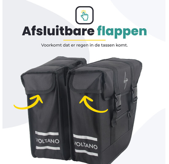 Voltano Dubbele Fietstas Afgeschuind - Zwart - 24 Liter - Waterdicht Polyester