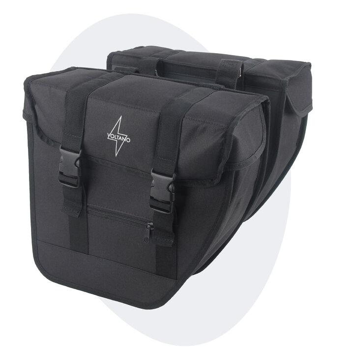 Voltano Dubbele Fietstas Afgeschuind - Zwart - 24 Liter - Waterdicht Polyester