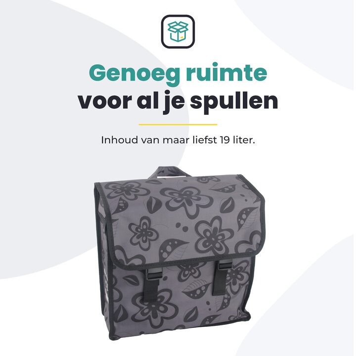 Voltano Voorgevormde Enkele Fietstas Floral Fusion - Pakaftas Grijs