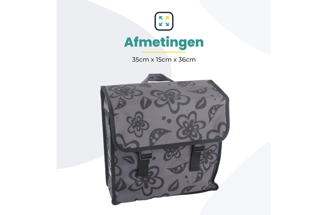 Voltano Voorgevormde Enkele Fietstas Floral Fusion - Pakaftas Grijs