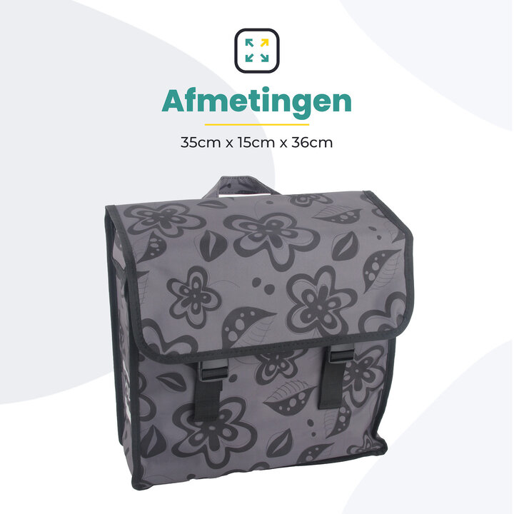 Voltano Voorgevormde Enkele Fietstas Floral Fusion - Pakaftas Grijs
