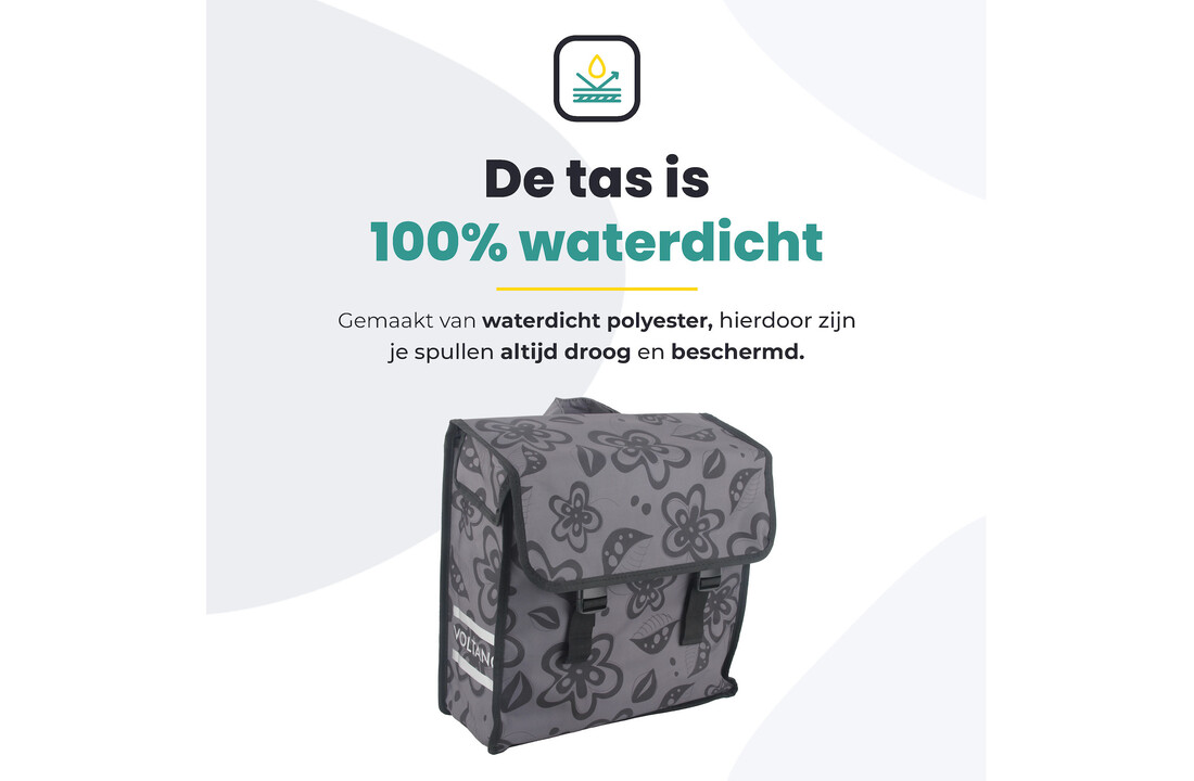 Voltano Voorgevormde Enkele Fietstas Floral Fusion - Pakaftas Grijs
