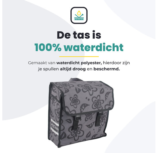 Voltano Voorgevormde Enkele Fietstas Floral Fusion - Pakaftas Grijs