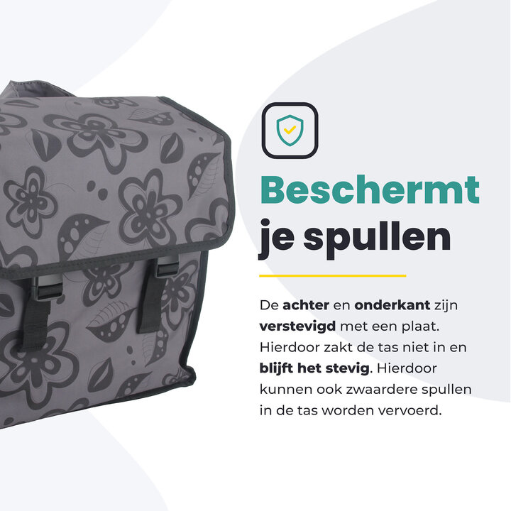 Voltano Voorgevormde Enkele Fietstas Floral Fusion - Pakaftas Grijs