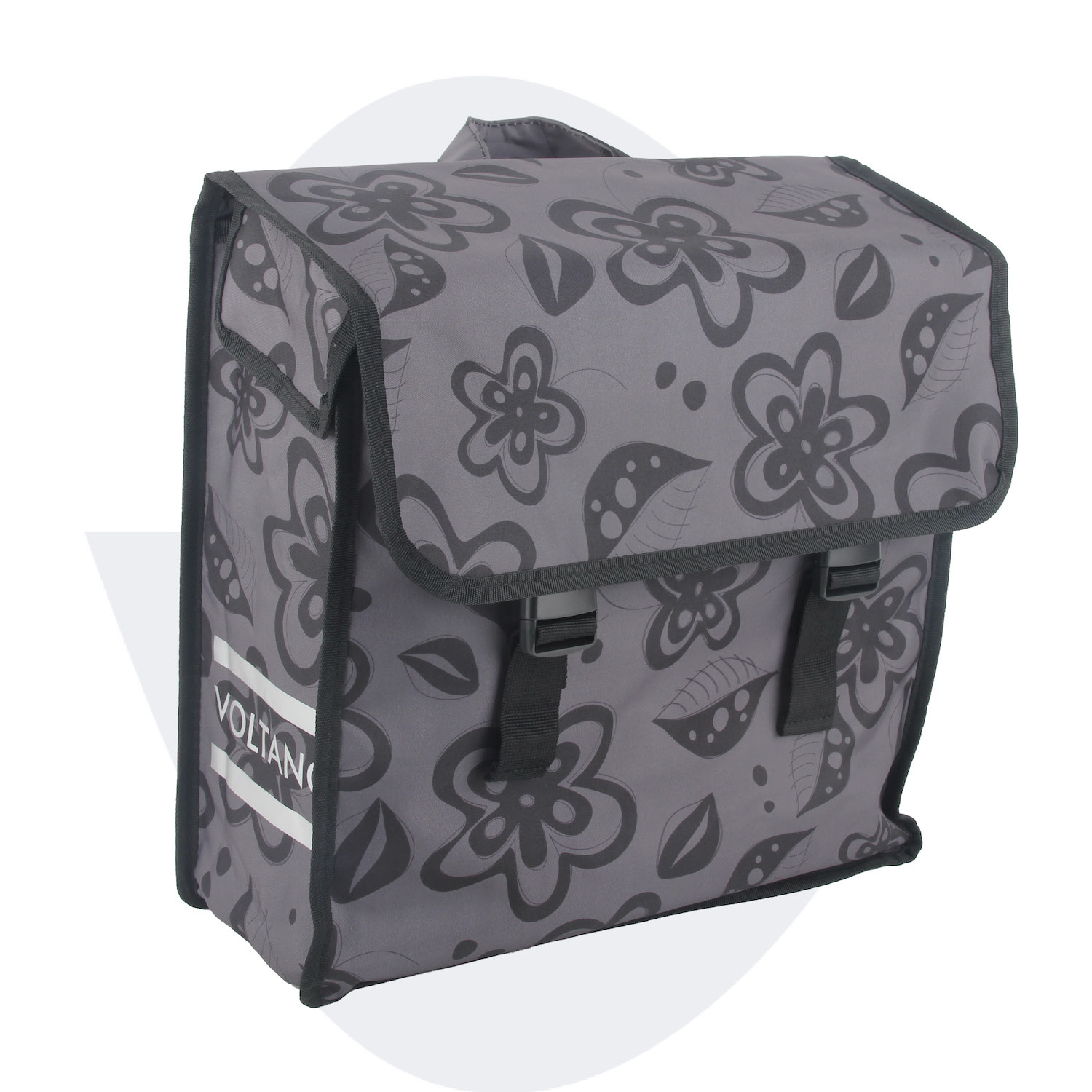 Voltano Voorgevormde Enkele Fietstas Floral Fusion - Pakaftas Grijs